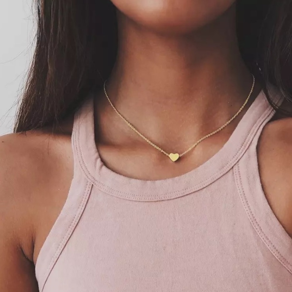 🎉 New Dainty heart gold plated choker necklace